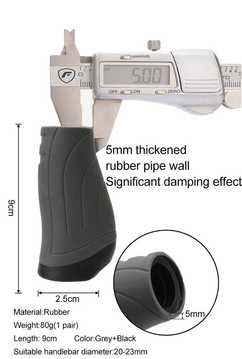 TOPCABIN Bike Grips 2PCS 90mm Length Bike Handlebar Grips Short Mini Bicycle Handlebar Grips Two-color Rubber Ergonomic Design (Black+Grey 90mm Length) - Image 2